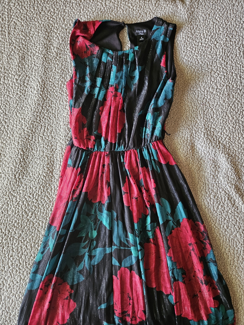 Black Dress with Red Floral Print